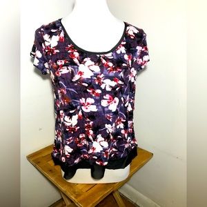 Simply Vera Vera Wang Floral Mesh Trim Tee